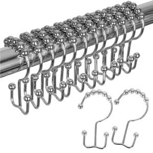 BATHDESIGN Shower Curtain Hooks Rings, Rust Proof Chrome, Set of 12